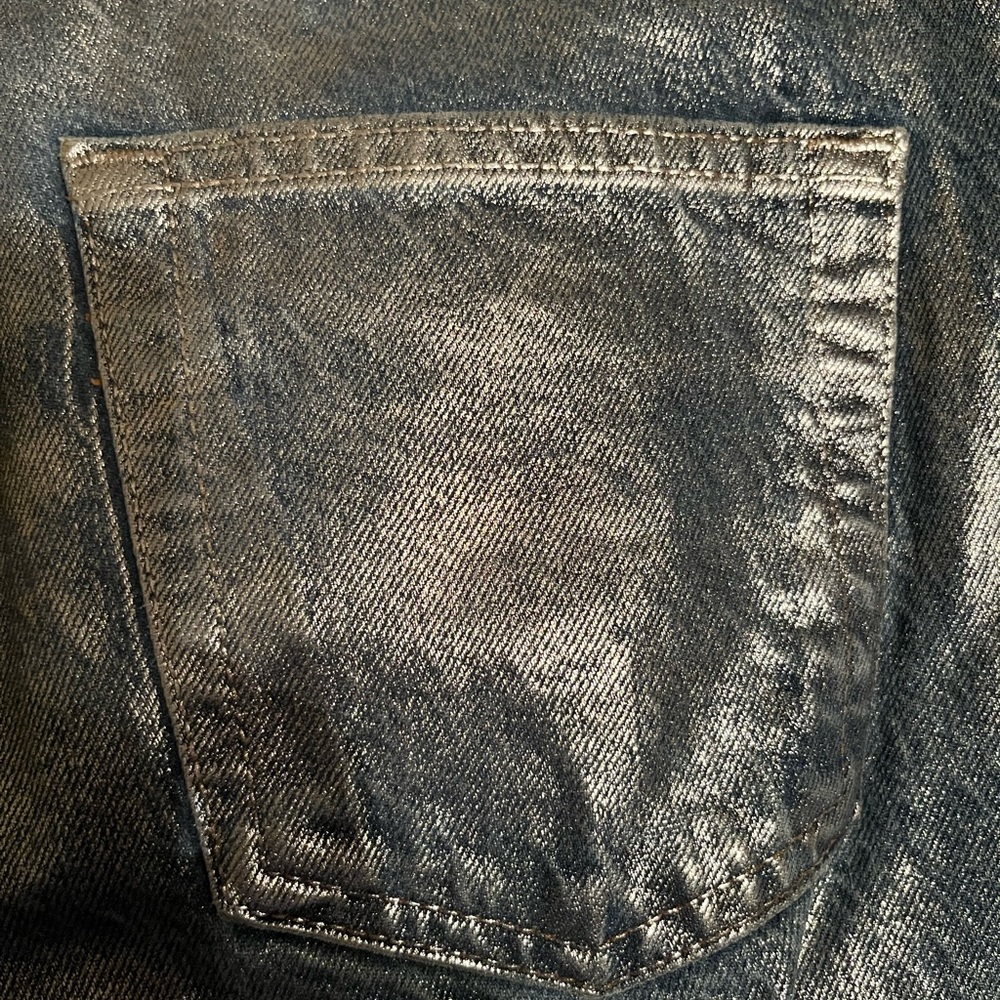 Zara women’s Metallic Silver Straight Jeans - Picture 6 of 12